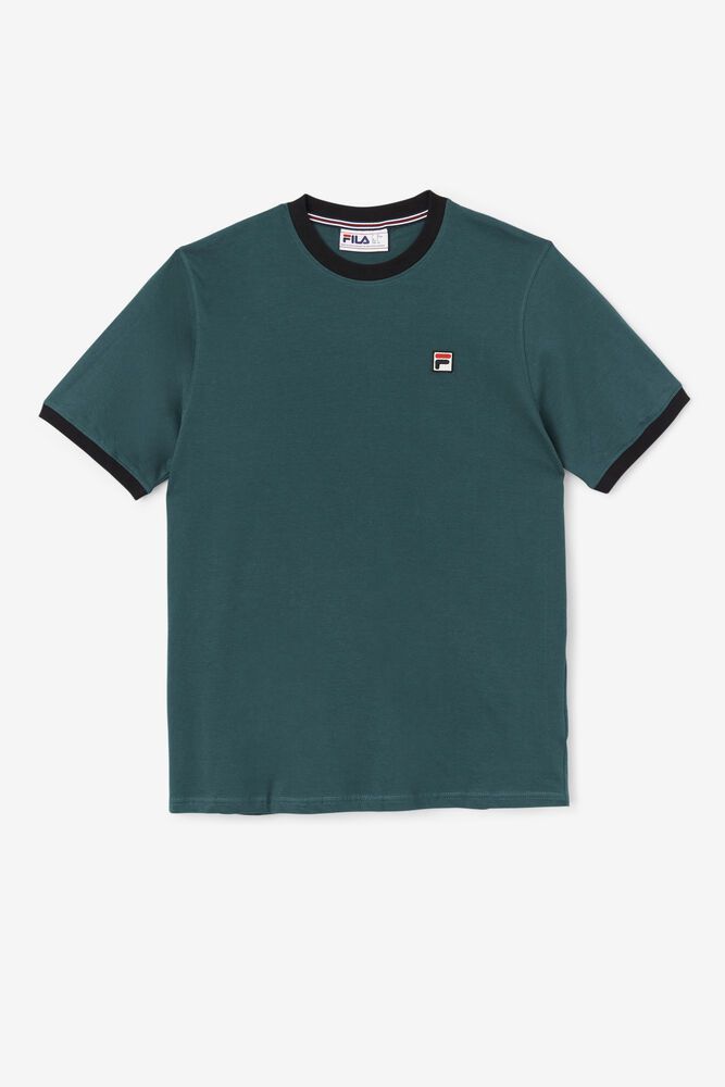 Fila Marconi Ringer Green T-Shirt Mens - NZ 43195-NOQA